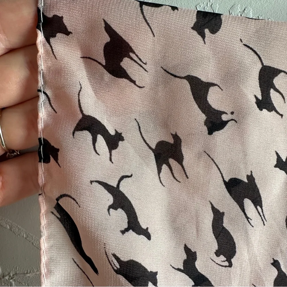 Pink Cat Print Scarf Y2K Coquette Indie Kawaii Soft Girl Hair Neck Scarf 66”x23”